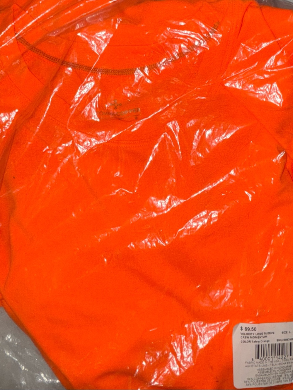 Tommie Copper Long Sleeve Performance Tee - Orange - Picture 2 of 3